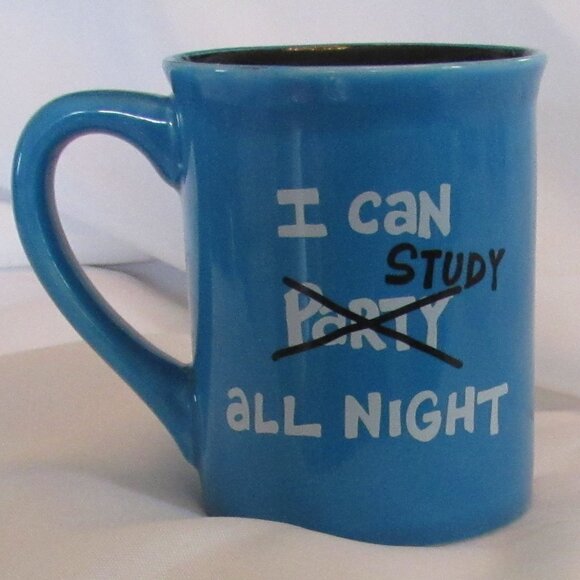 Laurie Veasey Blue Mug Serious Student Drink Under Table Coffee Study All Night - Picture 3 of 6